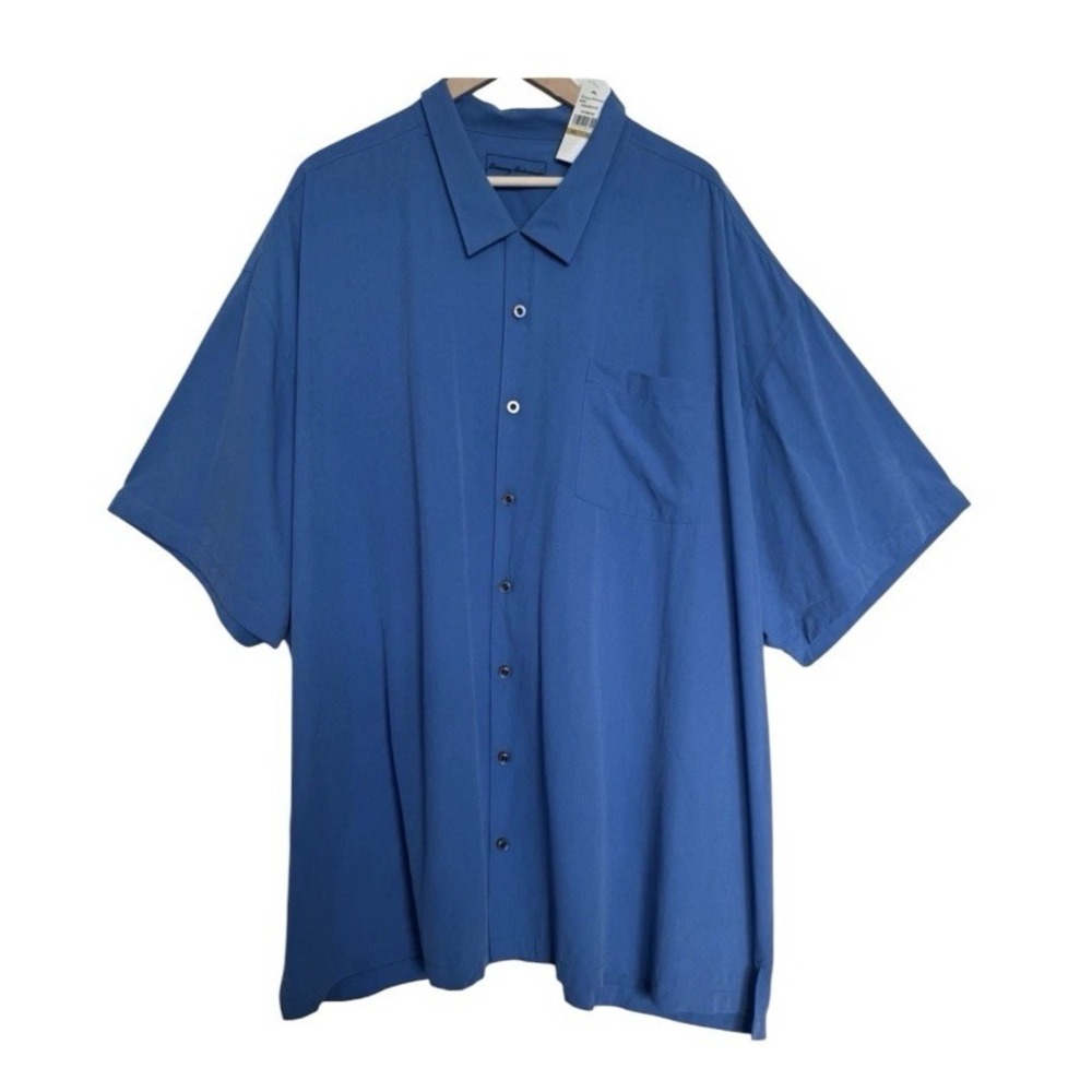 NEW Tommy Bahama- Bahama Dobby Silk Short Sleeve Shirt Mens 4XL XBT Bengal Blue